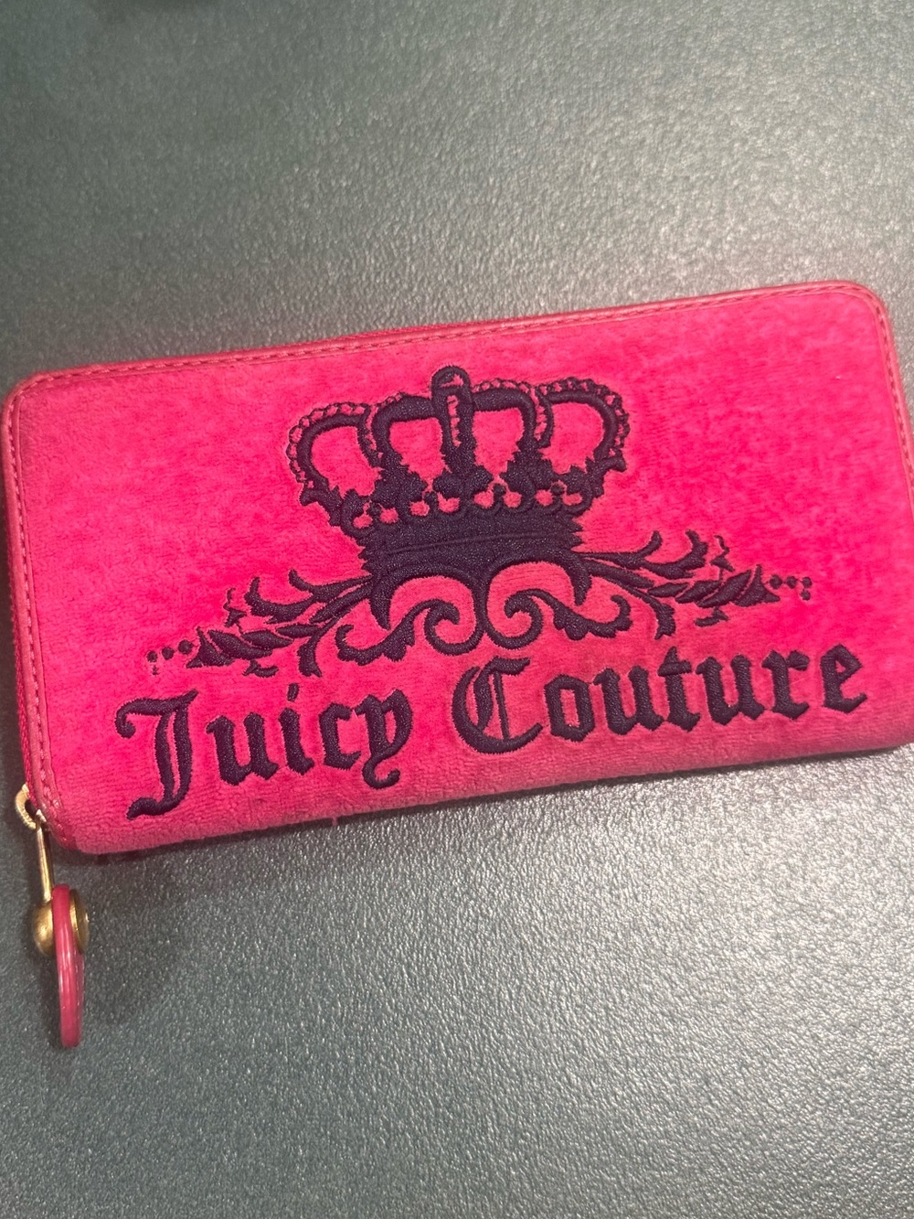 VINTAGE Juicy Couture Hot Pink Zip Wallet with Black Logo